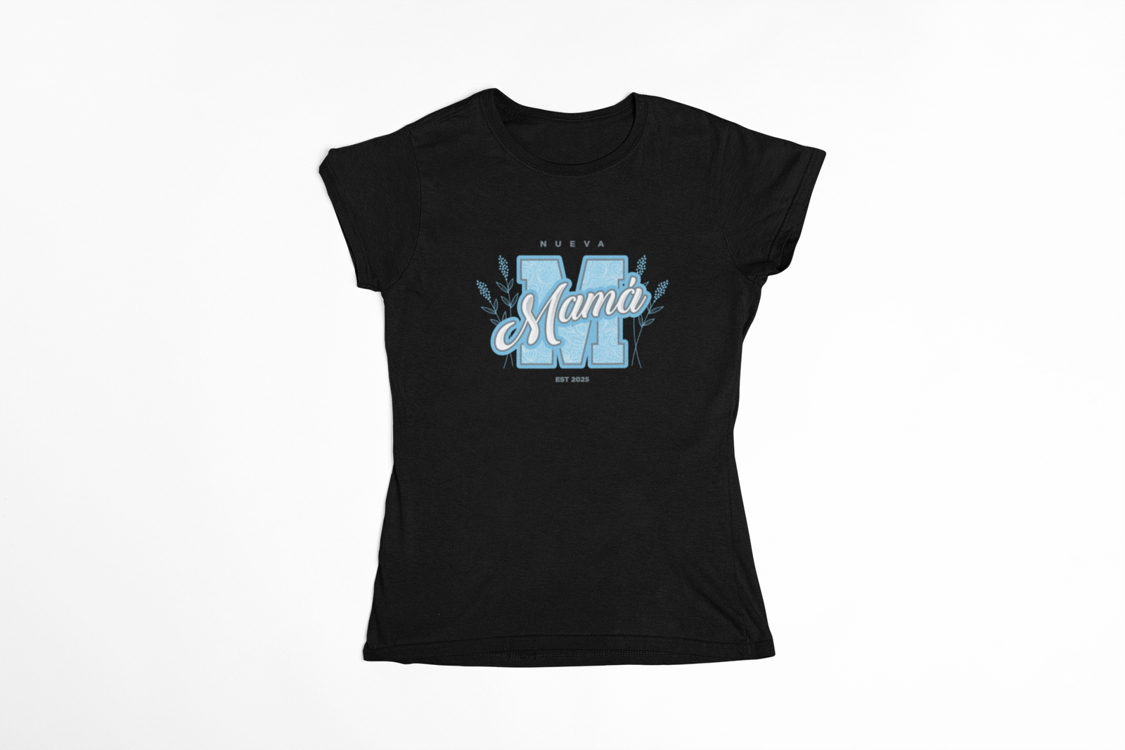 MAM-003 Mamá nueva azul silueta negra
