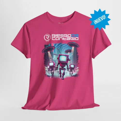 Playera oficial Magenta Riesgo de Contagio diseño retro