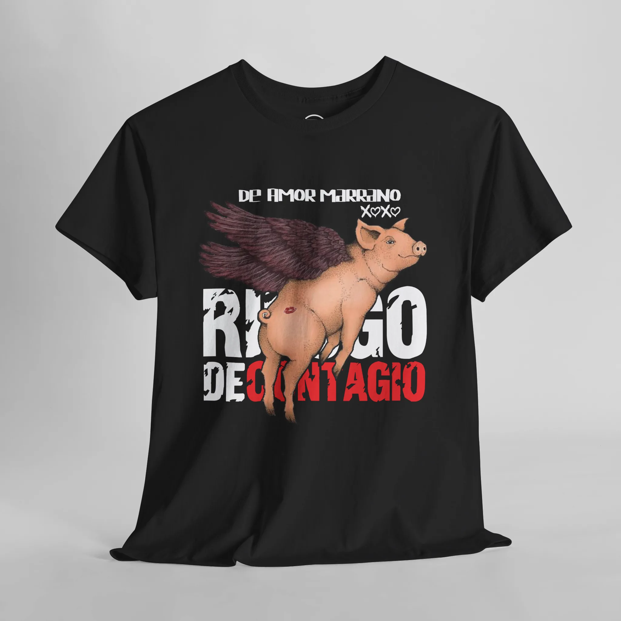 Playera oficial Negro Riesgo de Contagio diseño retro