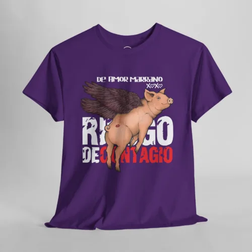 Playera oficial Morado Riesgo de Contagio diseño retro