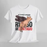 Playera oficial Blanco Riesgo de Contagio diseño retro