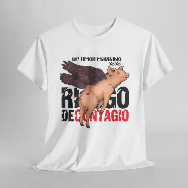 Playera oficial Blanco Riesgo de Contagio diseño retro