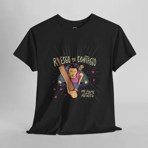 Playera oficial Negro Riesgo de Contagio diseño retro