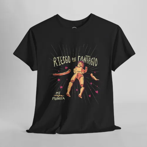 Playera oficial Negro Riesgo de Contagio diseño retro