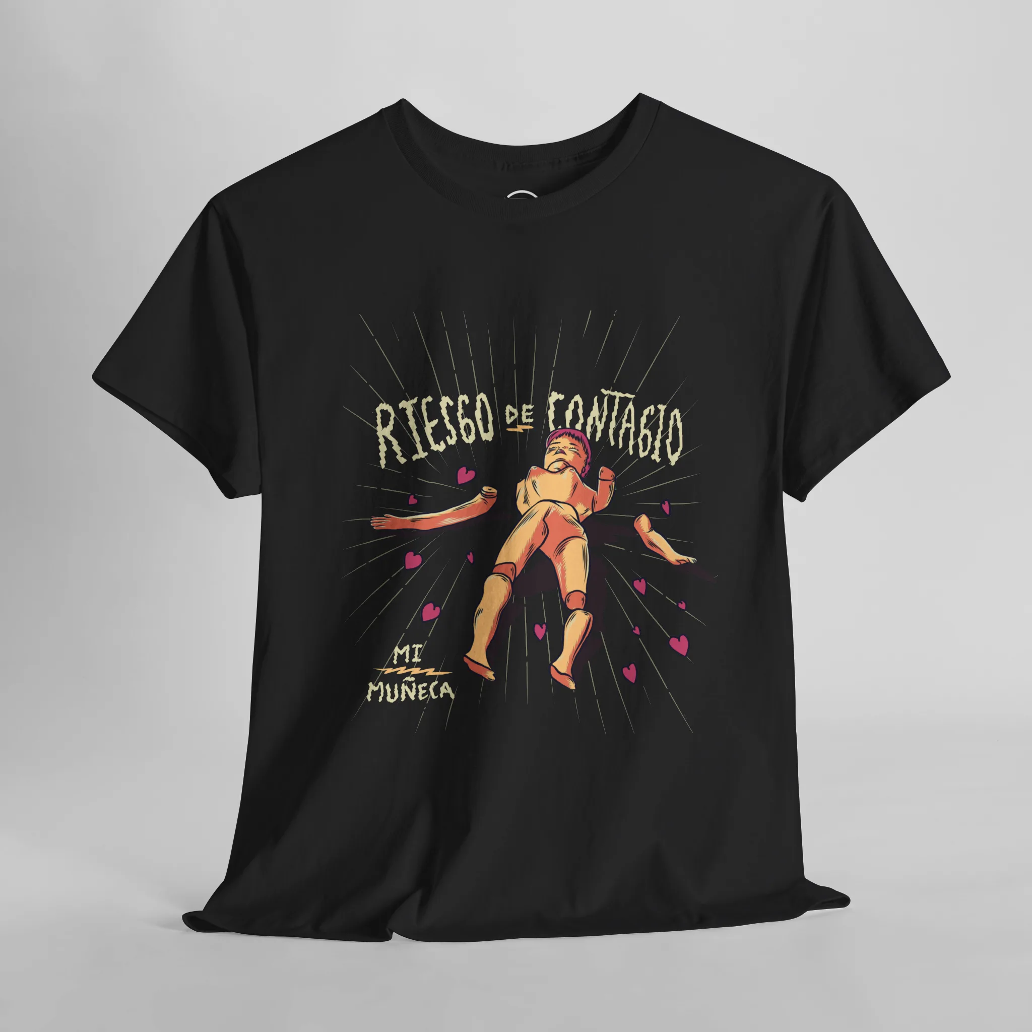 Playera oficial Negro Riesgo de Contagio diseño retro