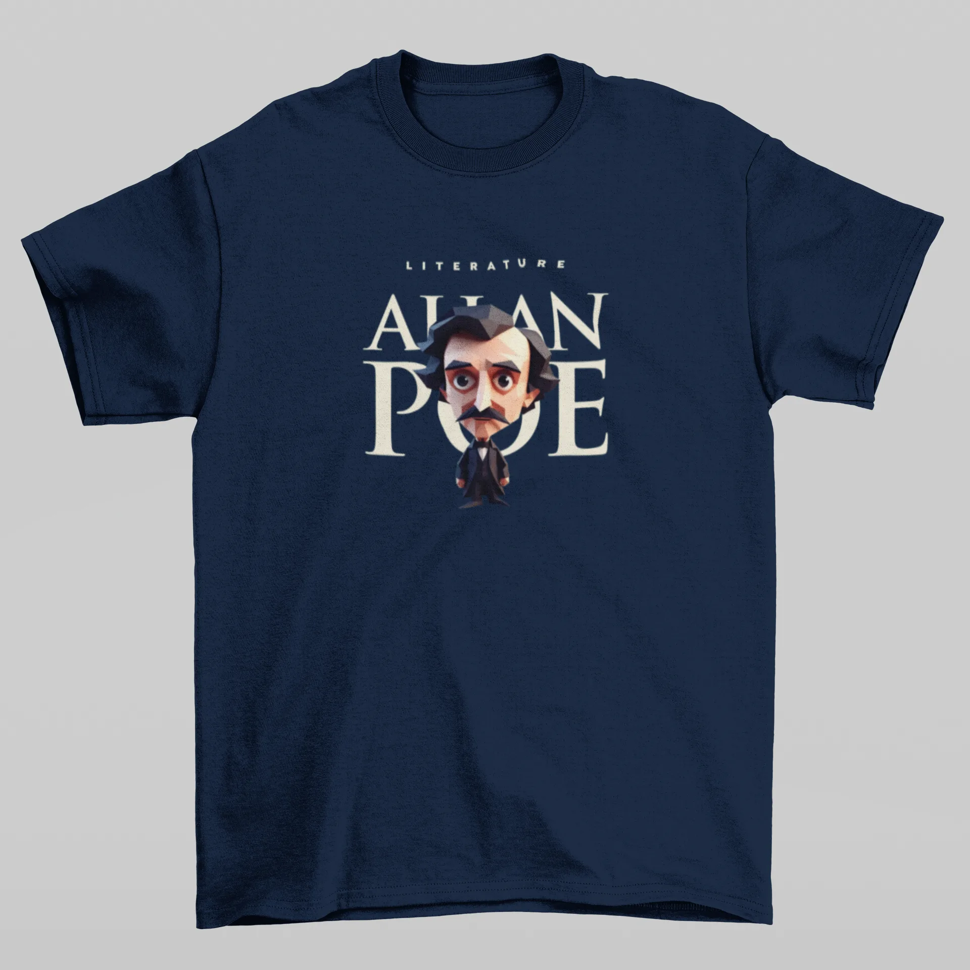 Playera literaria Allan Poe estilo origami frente