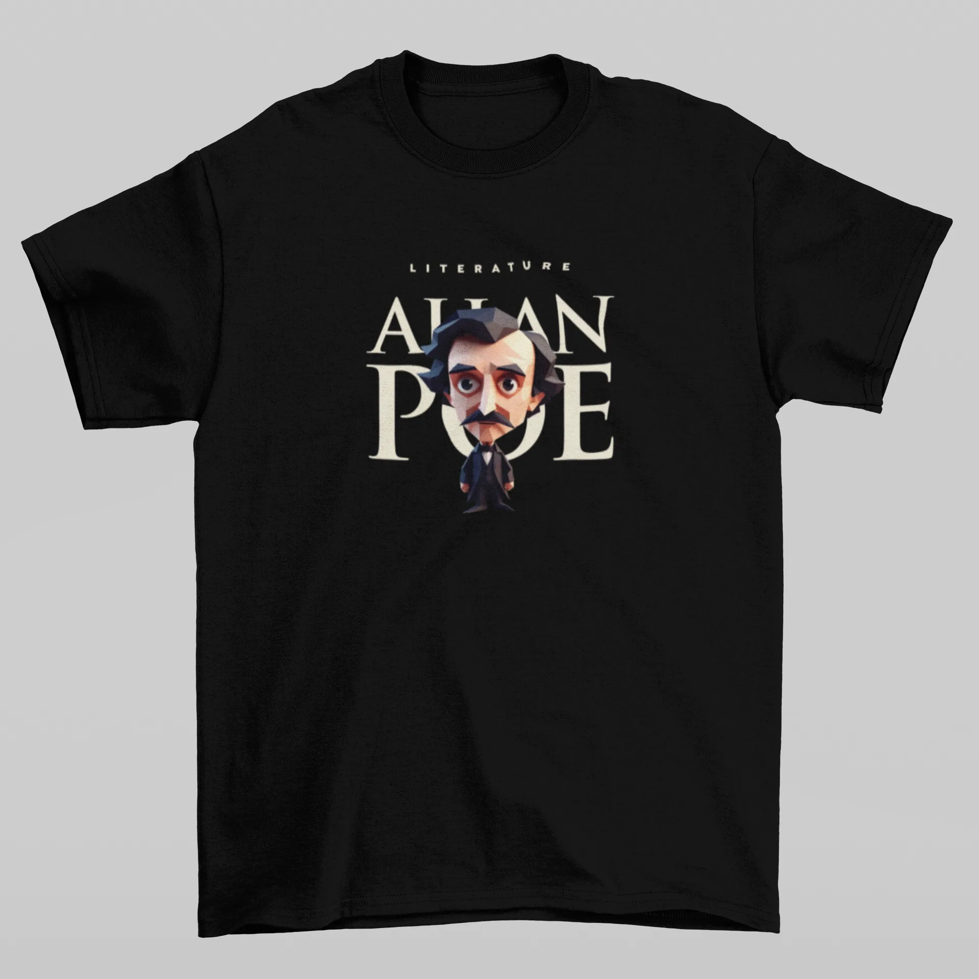 Playera literaria Allan Poe estilo origami frente