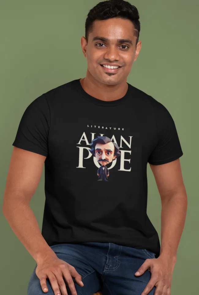 Playera literaria Allan Poe estilo origami frente