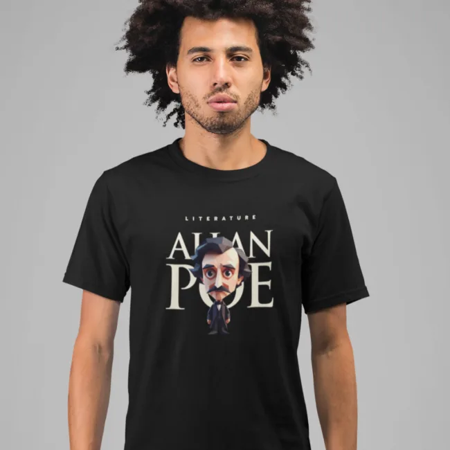 Playera literaria Allan Poe estilo origami frente