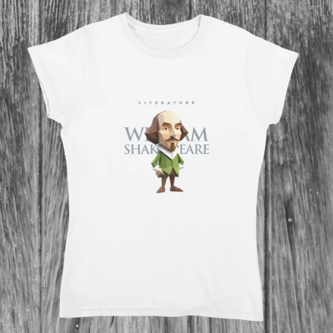Playera literaria Shakespeare estilo origami frente