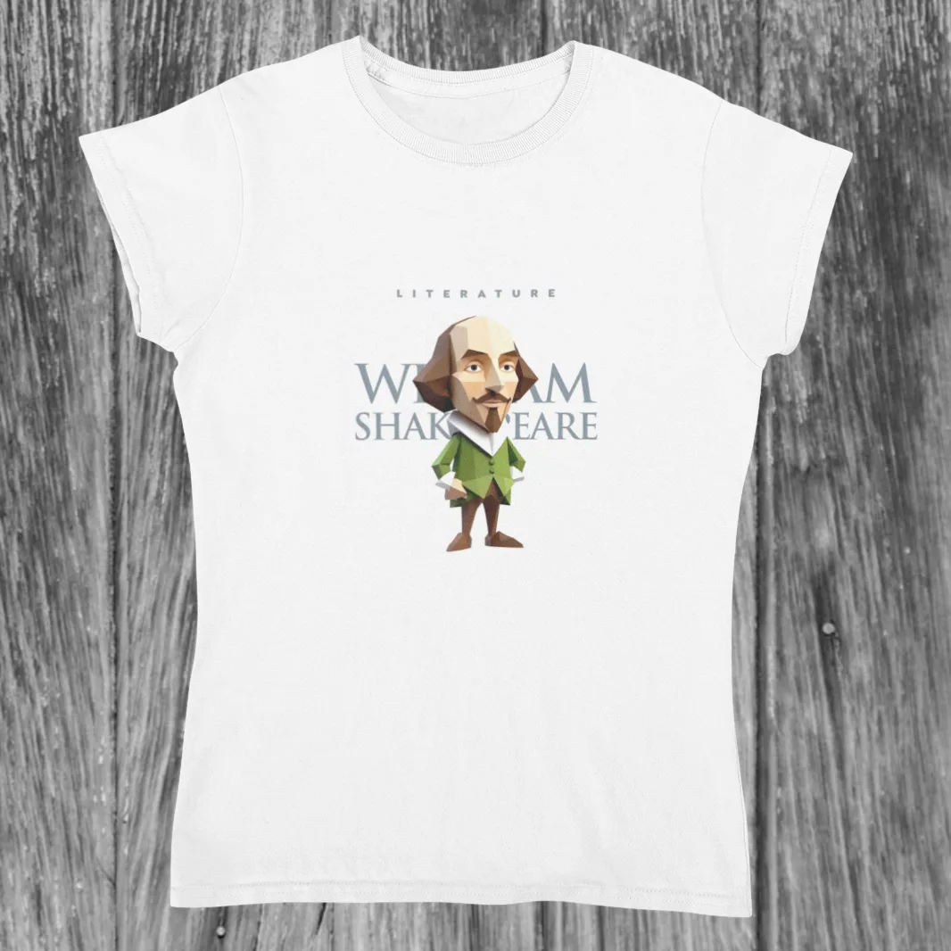 Playera literaria Shakespeare estilo origami frente