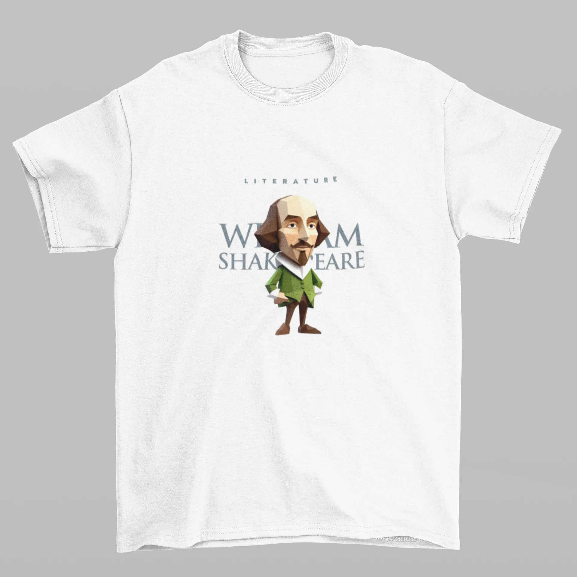 Playera literaria Shakespeare estilo origami frente