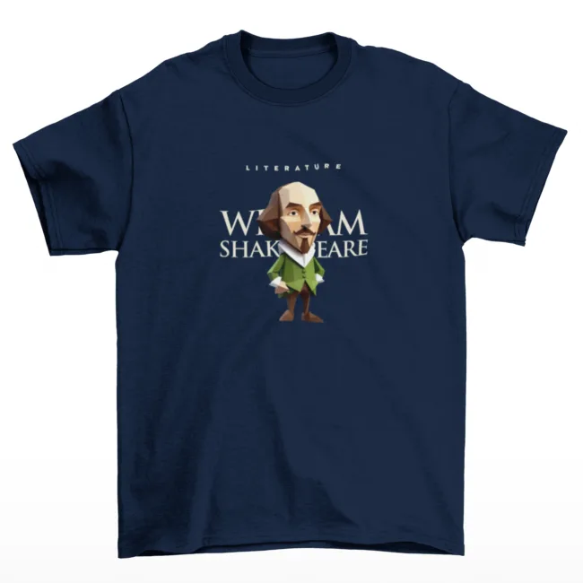 Playera literaria Shakespeare estilo origami frente