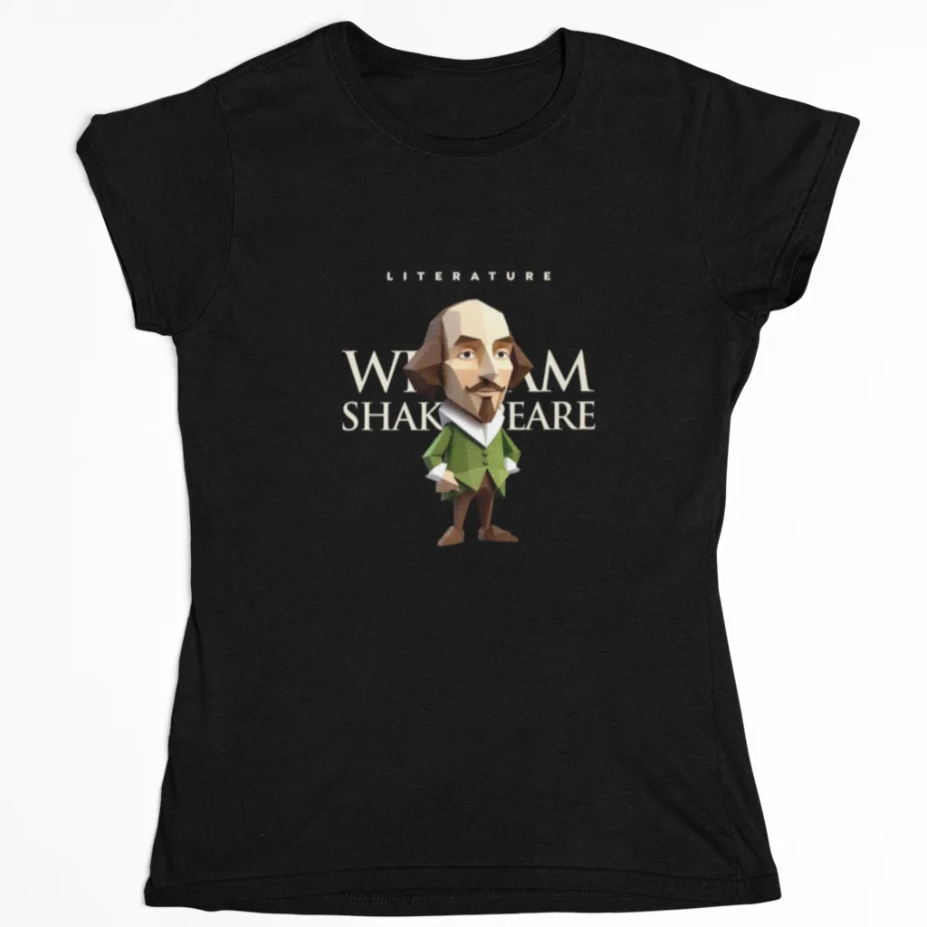 Playera literaria Shakespeare estilo origami frente