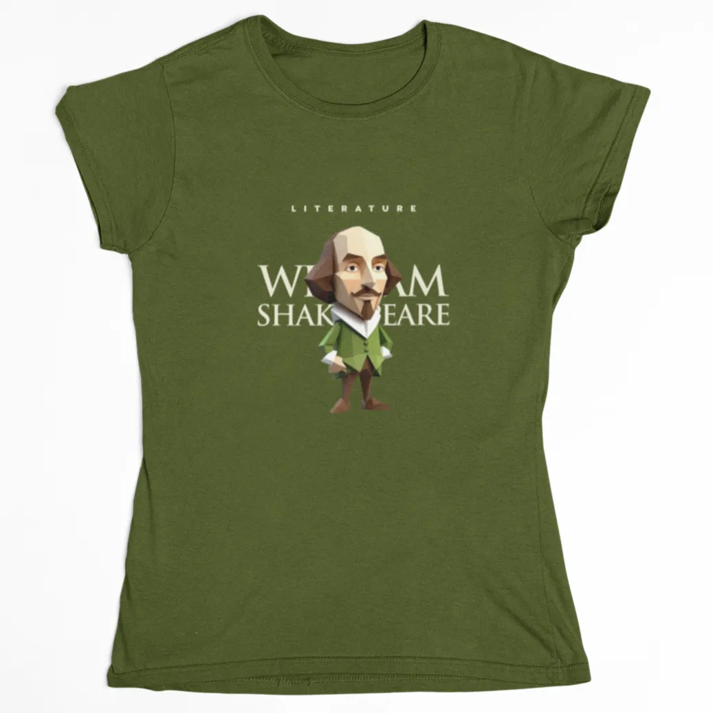 Playera literaria Shakespeare estilo origami frente