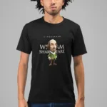 Mockup de playera Shakespeare tipo origami de Xtampa Libre en algodón 100% con impresión DTG