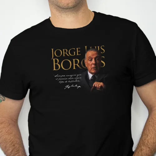 Playera literaria Borges estilo clásico – T-shirt con frase y firma