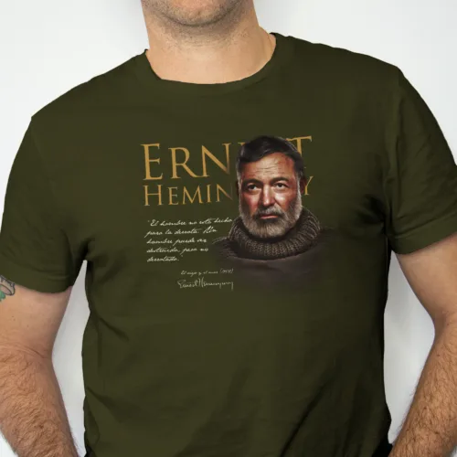 Playera literaria Ernest Hemingway – Frase y firma | Xtampa Libre