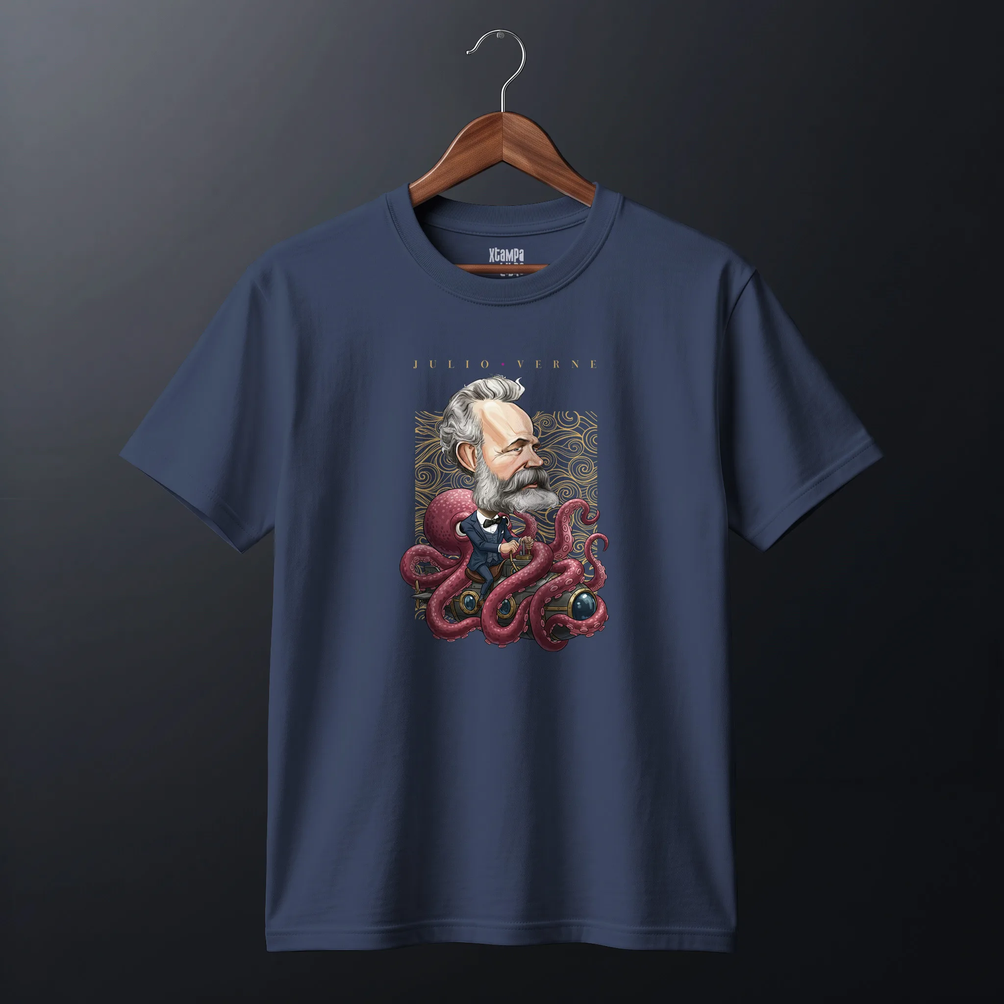 Escritores caricaturas_julio_verne_350x400_halftone Mockup_playeras_FLAT_DELFIN