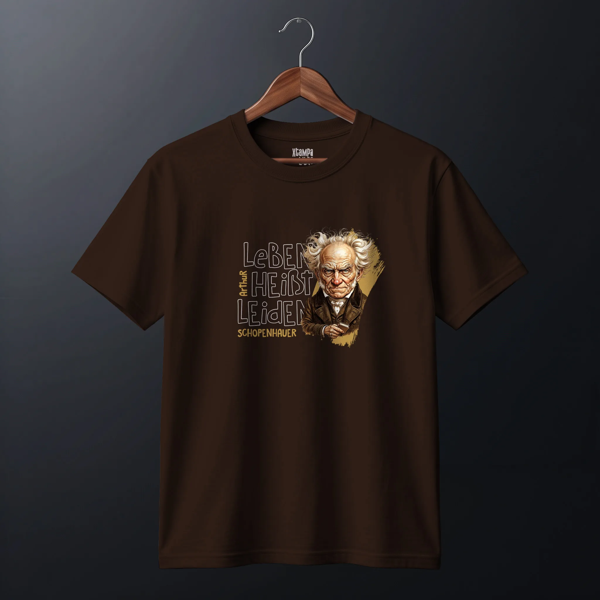 Schopenhauer-35x40cms Mockup_playeras_FLAT_CHOCOLATE