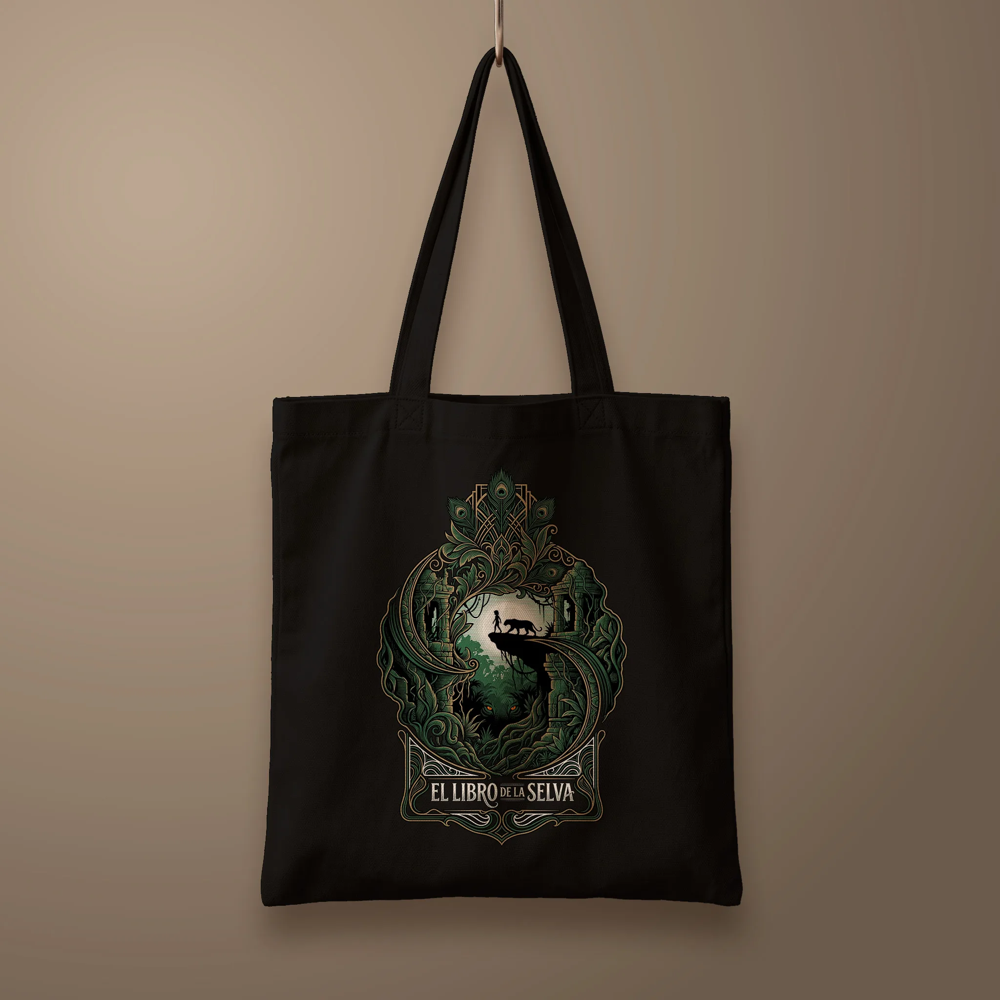 el-libro-de-la-selva_Art-nuveau_350x400 Bolsa Tote_flat_negro