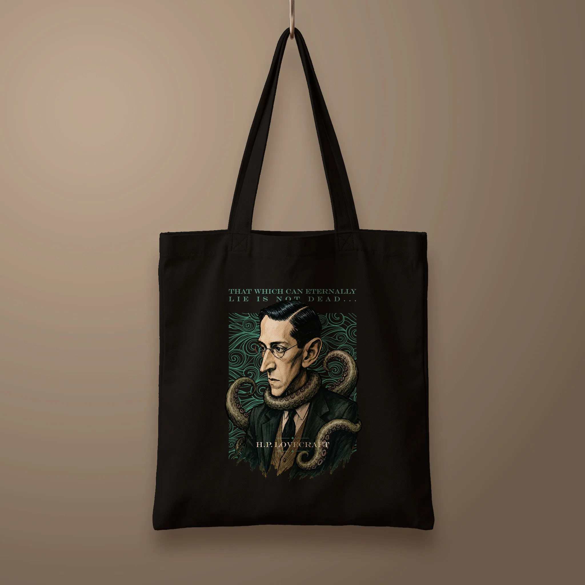 lovecraft-35x40cms_raster Bolsa Tote_flat_negro