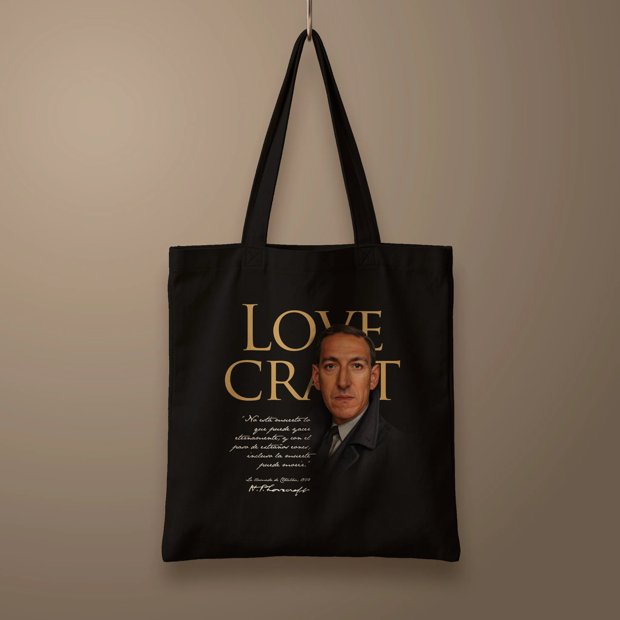 lovecraft_25x40cms_halftone Bolsa Tote_flat_negro