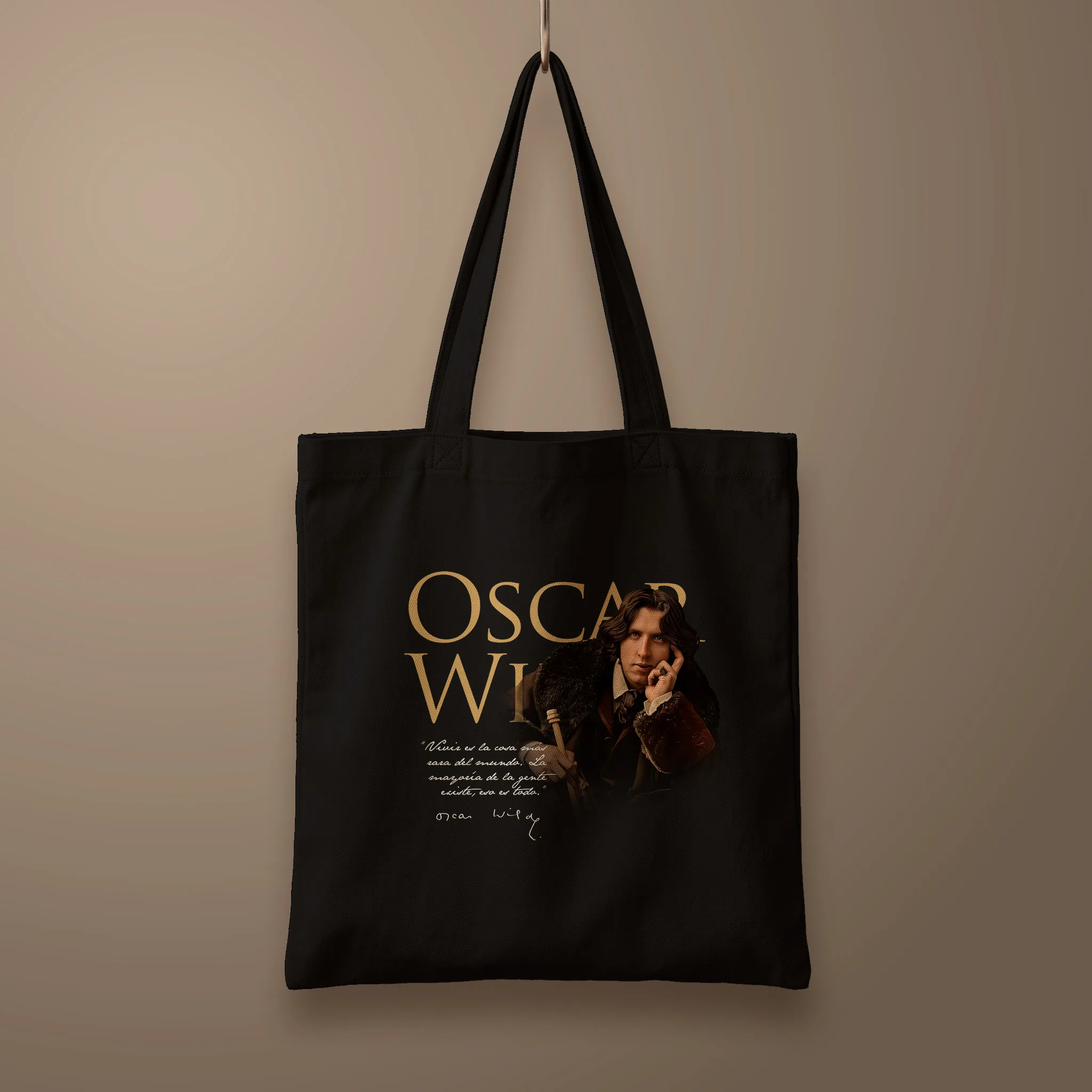 oscar_wilde_35x40cms_Output Bolsa Tote_flat_negro